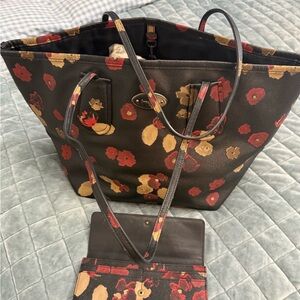 Coach Black Floral Tote Bag